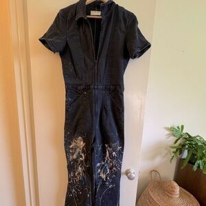 Free People Jumpsuit w/ Authentic Amy Burkman Art Performance Paint Solatters